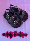 Black Rhinestone Strappy Sandals