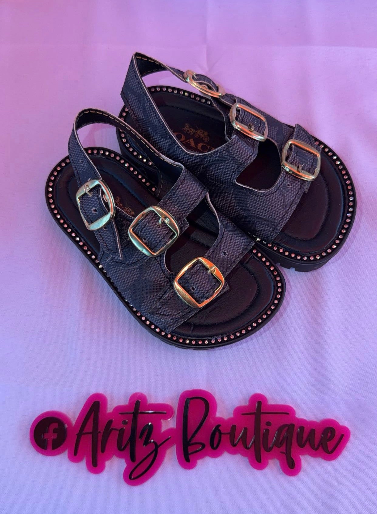 Black Rhinestone Strappy Sandals