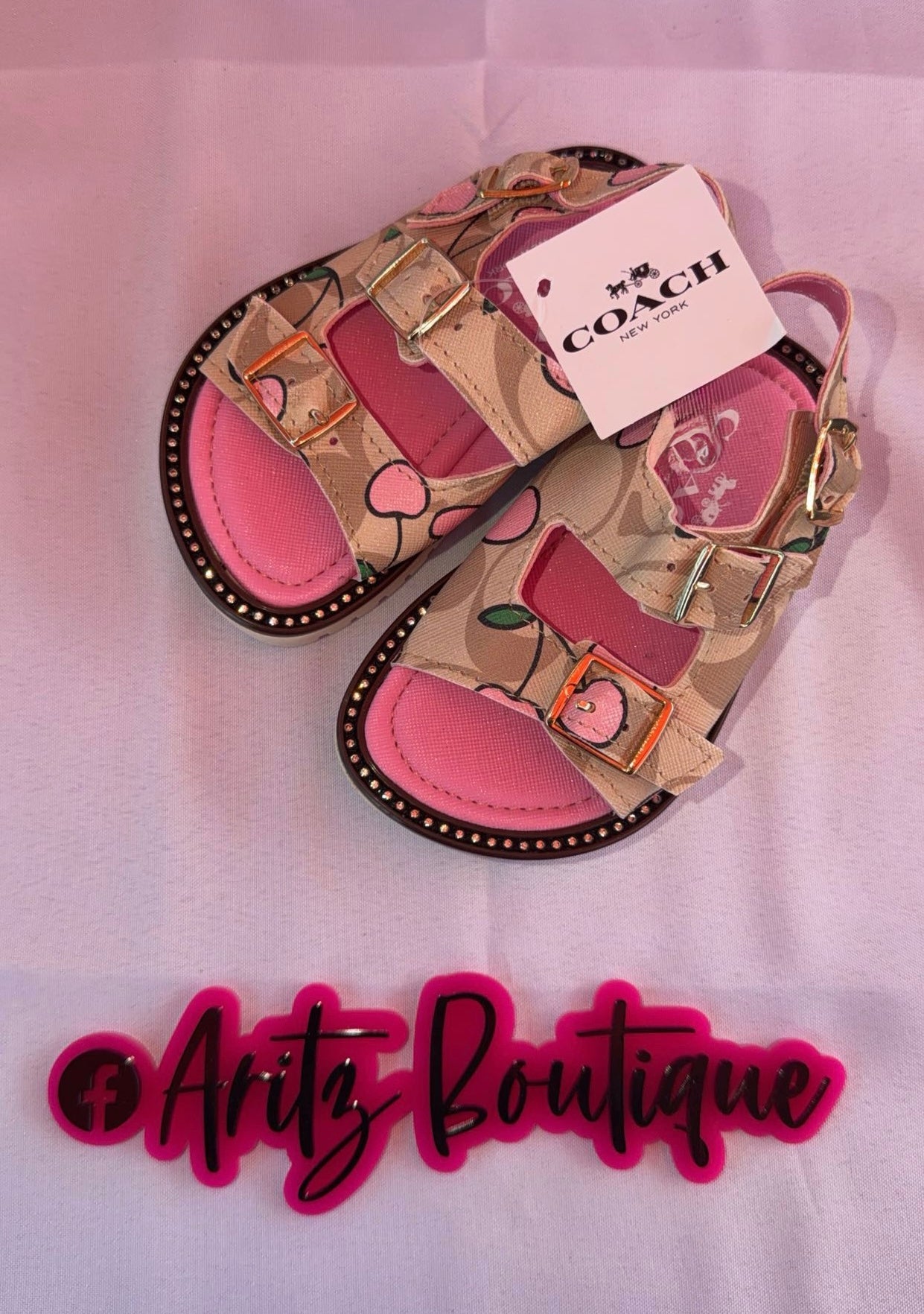 Pink Cherry Rhinestone Sandals