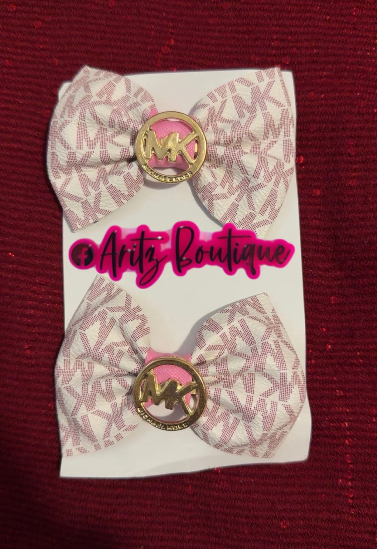 Pink/White Hair Bows