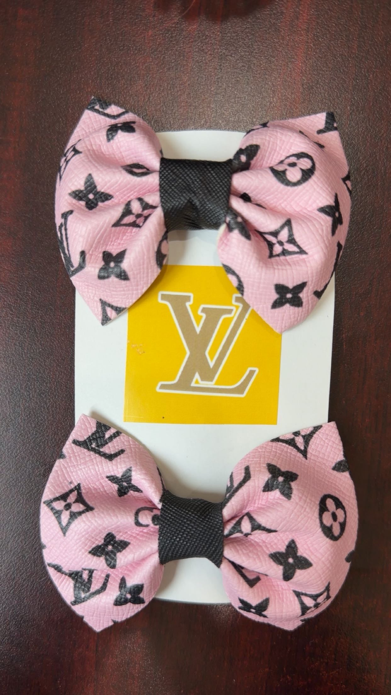 Pink/Black Pair of Bows