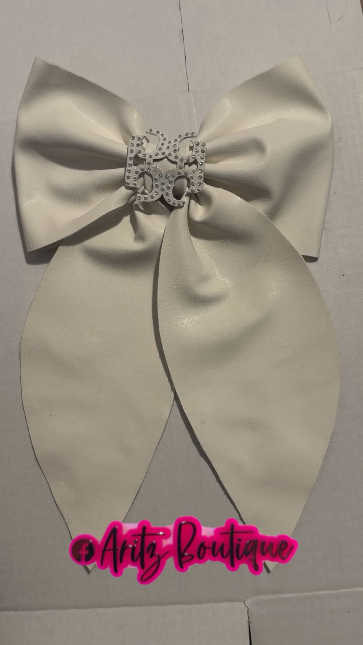 White Leather Bow