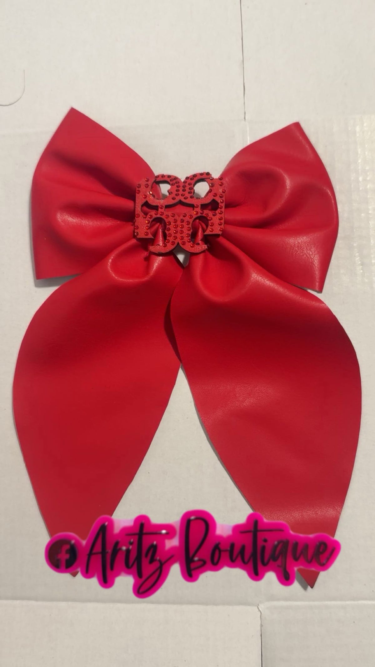 Red Leather Hairbow