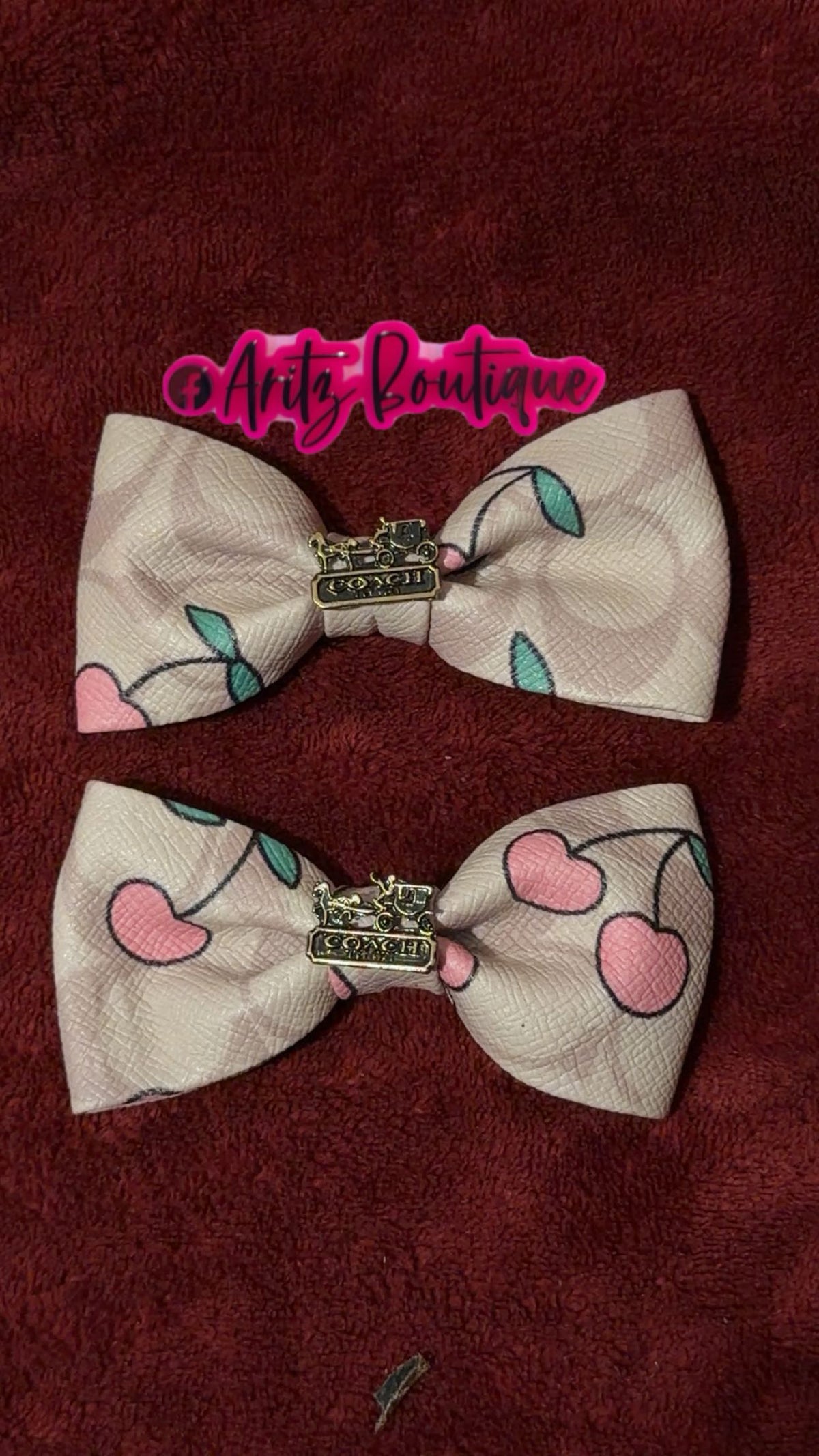 Pink Cherry Hair Bows