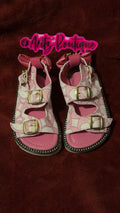 Pink/White C Rhinestone Sandals