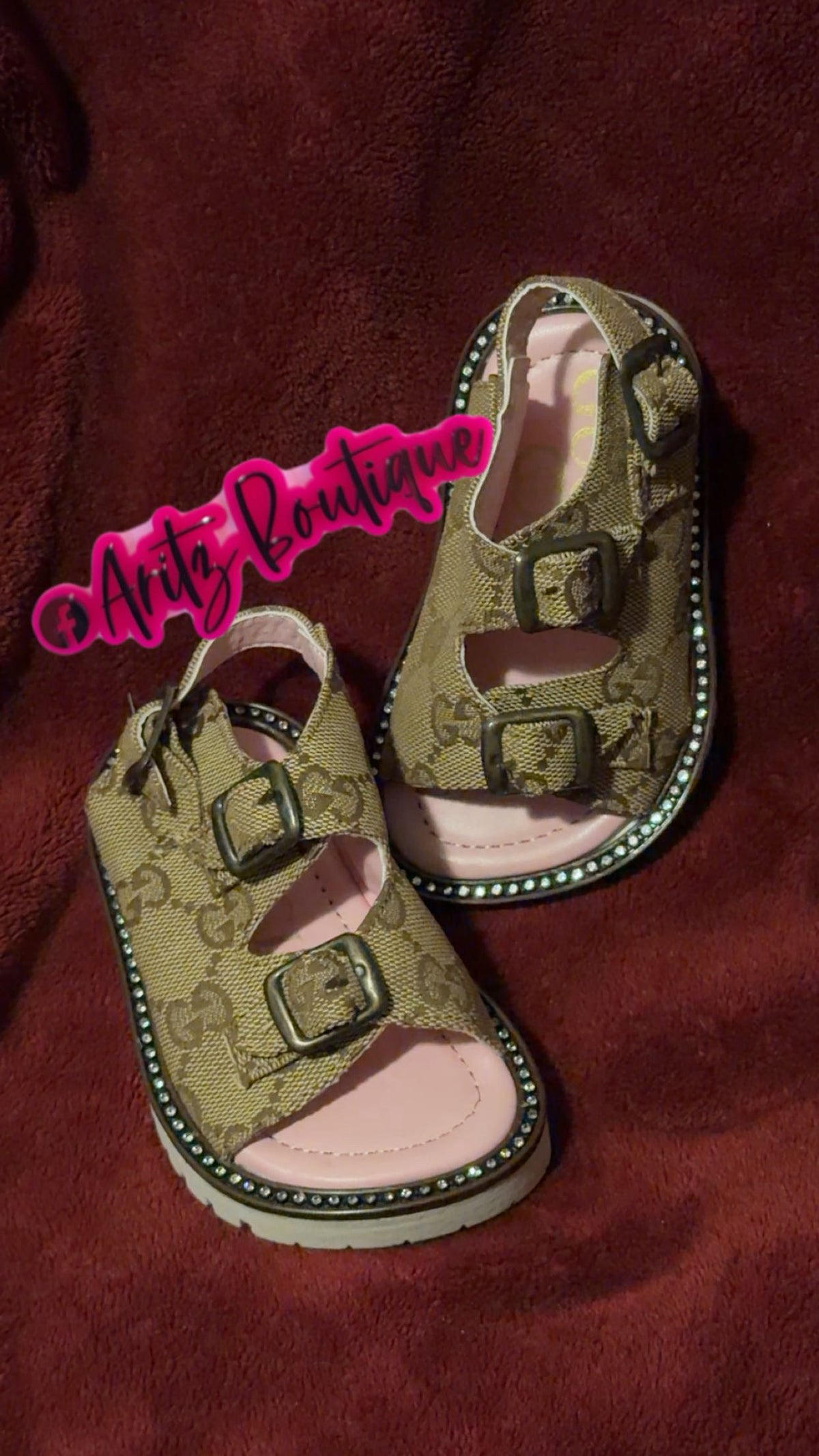 Brown Rhinestone Sandals
