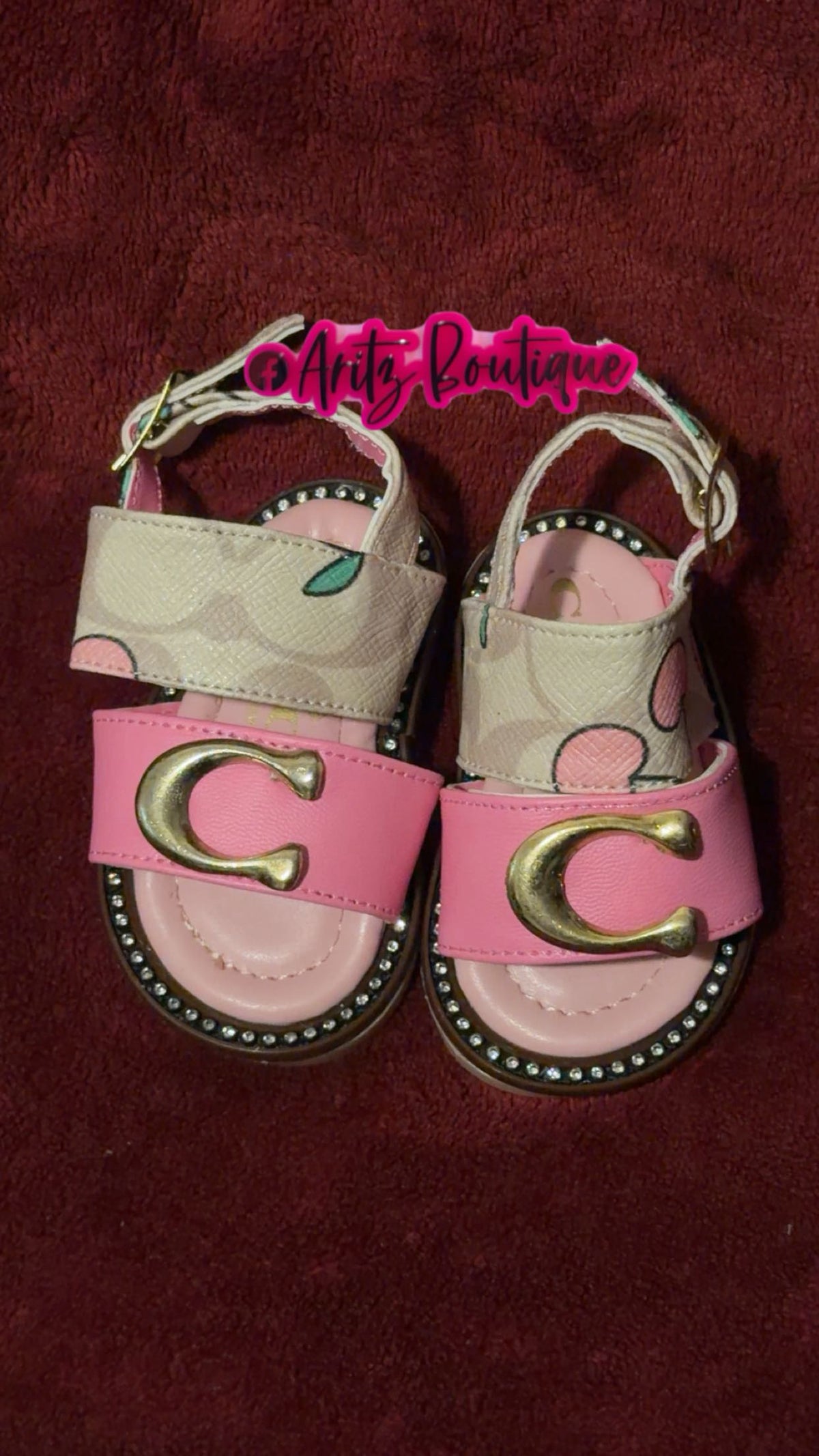Pink Cherry Baby Rhinestone Sandals