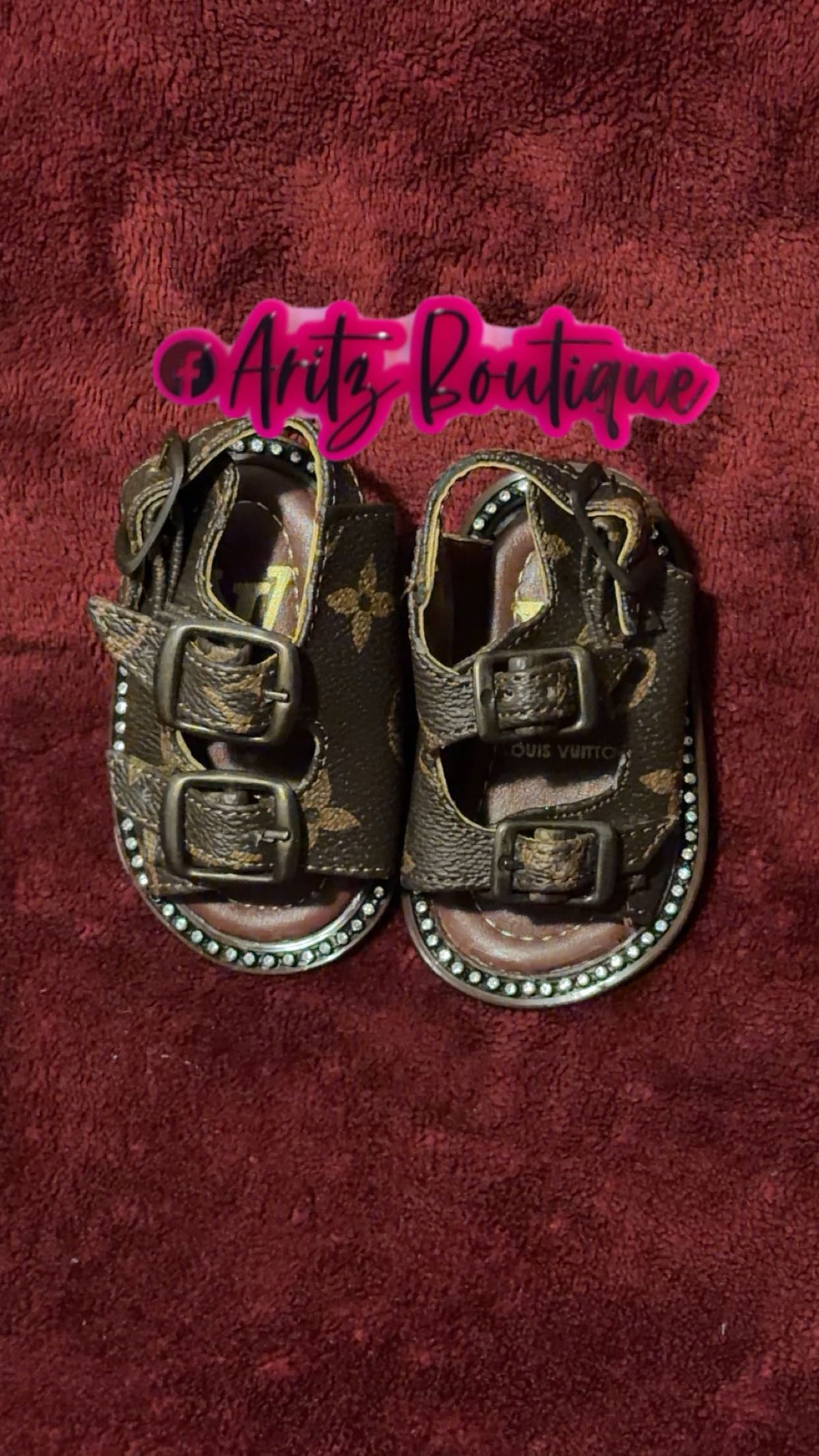 Brown Baby Rhinestone Sandals