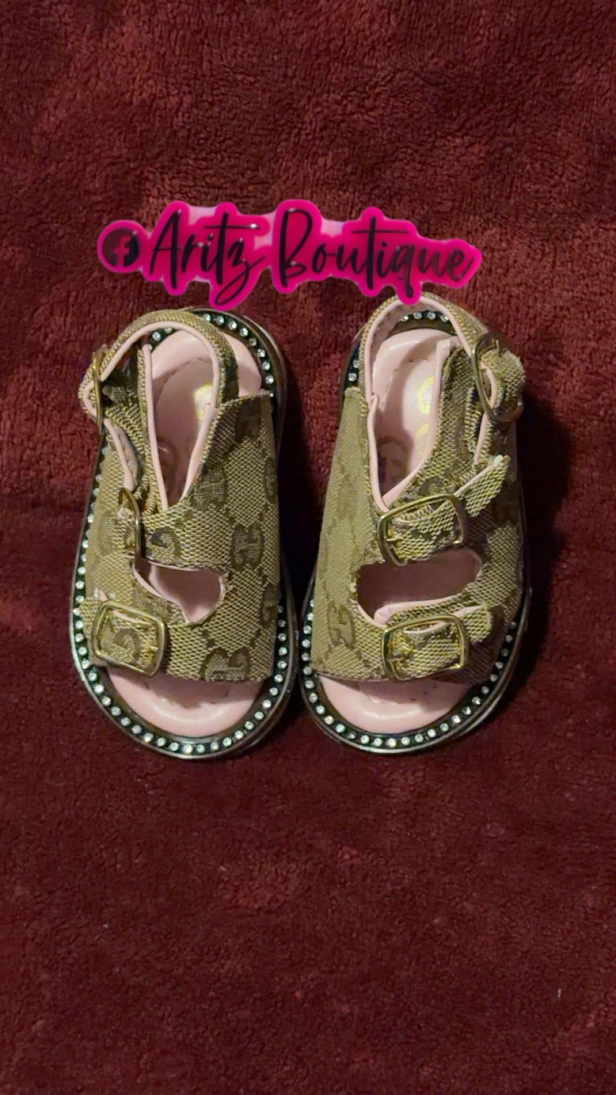 Tan Baby Rhinestone Sandals