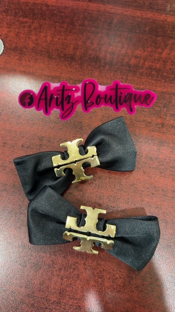 Black Satin Pair of Bows
