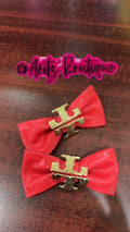 Red Leather Pair of Bows
