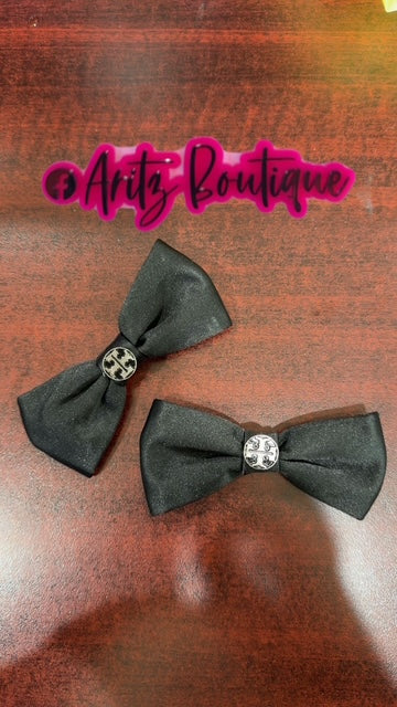 Black Satin Pair of Bows