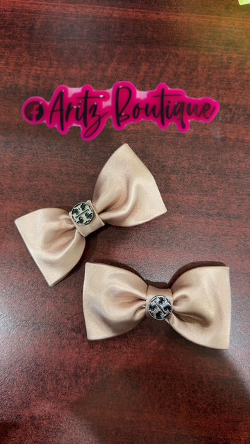 Tan Satin Pair of Bows