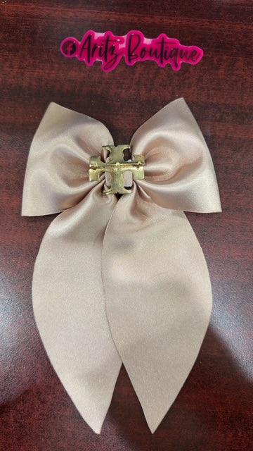 Tan Satin Hairbow
