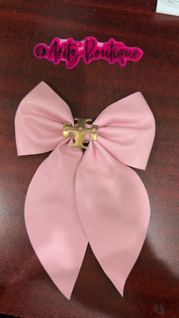 Pink leather Hairbow