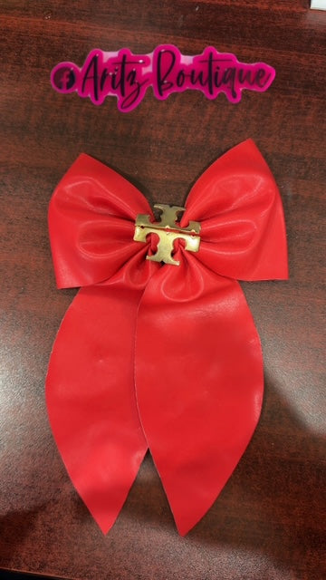 Red Leather Hairbow