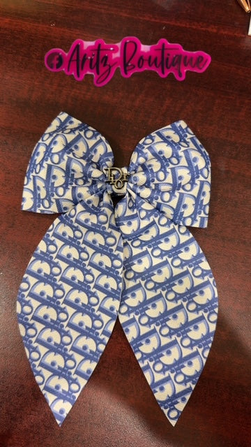 Blue/White Hairbow