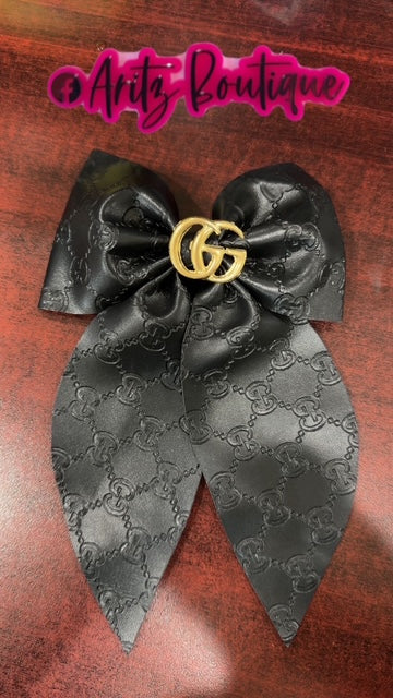 Black Leather Hairbow