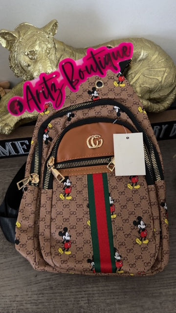 Tan Sling Backpack for Kids